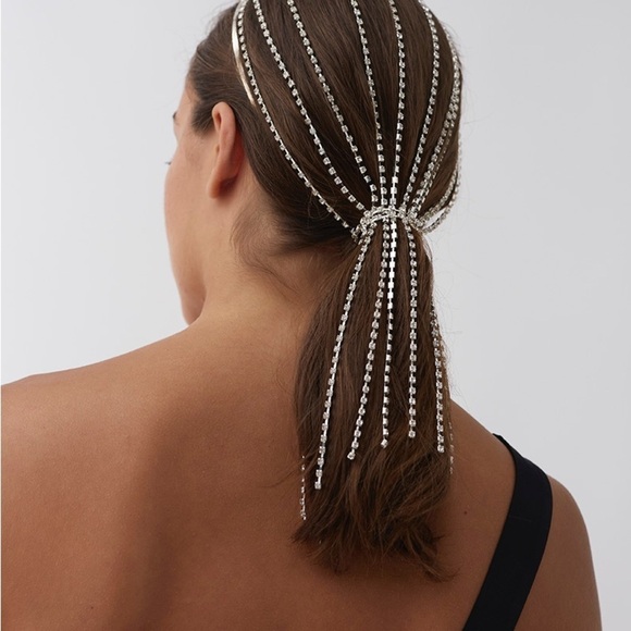 SILVER GOLD CRYSTAL TASSEL HEADBAND - Picture 3 of 4